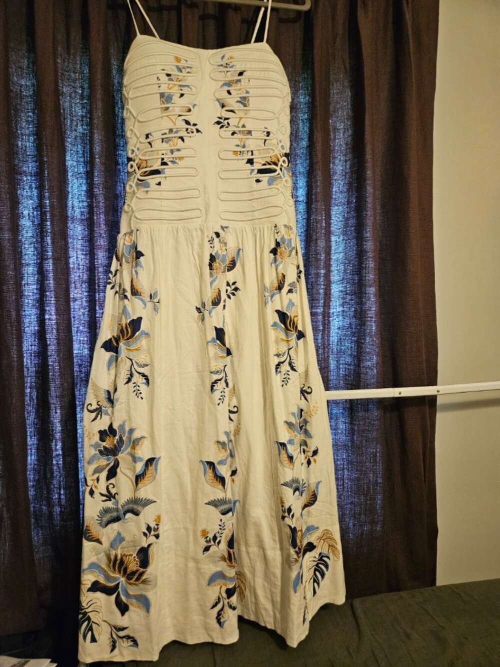 Off-White Mystic Blue Lotus Dreamscape Midi Dress - Picture 2 of 9